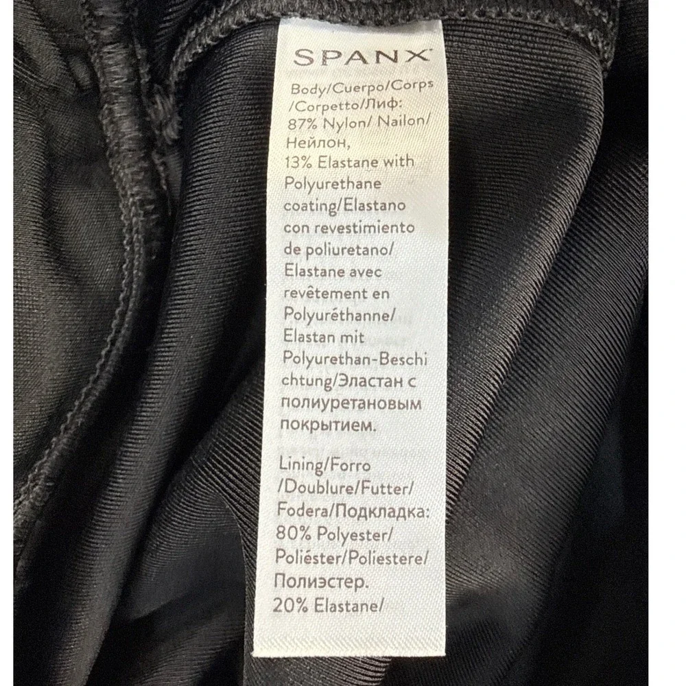 Spanx Leggings Womens XL Moto Black Faux Leather Ribbed Shaping NEW